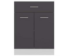 Tidyard Armadio da Cucina in Truciolat Mobile da Cucina Salvaspazio Armadietto con Ripiani,Stile Moderno,60x46x81,5 cm Grigio