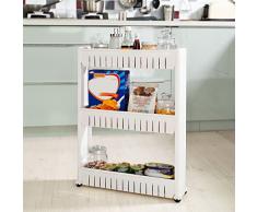 WeFun 3 Ripiani Carrellino salvaspazio,Cucina Scaffale con rotelle,Carrellino per Il Bagno(3 Tier)