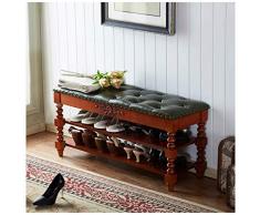 FCBCVBC Casa Soggiorno Scarpiera Fasciatoio retrò Scarpiera in Legno massello Corridoio Armadio Panca Cuoio PU Assemblaggio rapido Sgabello Multifunzionale Ufficio Hotel Meet (Colore: Rivetto Dimens