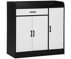 homcom Mobiletto da Cucina Moderno in MDF con 2 Armadietti, 1 Cassetto e Ripiani Regolabili, 90x40x90 cm, Bianco e Nero