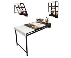 QULONG Parete Tavolo, 3 Pieghevole Multifunzione Computer Desk, Tavolo da Pranzo Convertibile Desk Scrivania Home Office Legno Convertibile scrivania, Grande deposito,A
