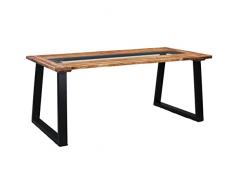 vidaXL Tavolo da Pranzo 180x90x75 cm in Legno Massello Acacia e Vetro