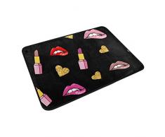 ALAZA My Daily Labbra Rosse e Rosa Rossetto Nero Tappeto 3 '7,6 cm x 5', Soggiorno Cucina Camera da Letto Decorativo Unico Leggero Stampato tappeti Tappeto, Poliestere, Multi, 15.7" x 23.6"
