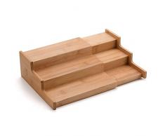 IFMTP Portaspezie in bambù a 3 livelli, Espandibile Espandibile Scaffale per Spezie, Supporto per Armadio da Cucina