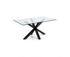 Kave Home - Tavolo rettangolare Argo in vetro con gambe in acciaio