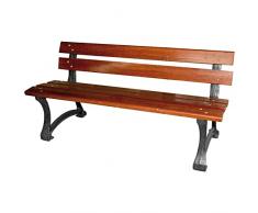 FRANKYSTAR Hyde Park Maxi - Panchina da giardino in legno impregnato e ghisa. Panca per esterno 3 posti. 150x58xH72 cm