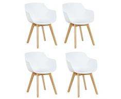 DORAFAIR Set di 4 Pranzo/Ufficio Sedia con Gambe in Faggio Massiccio, Poltrona Moderno Design Sedie Cucina Scandinavo - Blanco