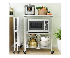 ZYFA Carrello da portata con ruote a 3 bordi, pieghevole, in acciaio inox, con freno di stazionamento, ruote pieghevoli, carrello multiuso per cucina, ufficio, bagno (colore: acciaio inox, dimensioni: