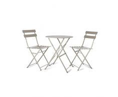 CKB LTD - Set da giardino stile bistrot in metallo per esterni, resistente alle intemperie, 3 pezzi, tavolo e sedie pieghevoli per piccole verande o balconi, in acciaio verniciato a polvere