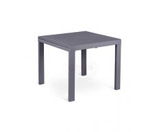 Stones Nuovo Banner Uno Tavolo allungabile, temperato, Grigio/Vetro Grigio, 90/163,5x90x76 cm, 40 unità