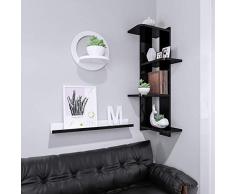 LXCS Decorazione Domestica Decorazione della Parete Scaffale, 4 Strati a Parete ad Angolo Floating Bookshelf Bagagli Shelf Vetrinetta (Color : Black)