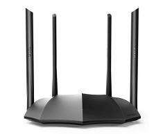 Tenda AC8 Router Wi-Fi AC1200 Dual Band Gigabit, 300Mbps/2.4GHz e 867Mbps/5GHz, 4 Porte Gigabit, 4x6dBi Antenne, Modalità Access Point, MU-MIMO, Parental Control e Rete Ospite.