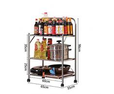 Carrello da Cucina Pieghevole Acciaio Inossidabile 3/4/5 di Fila Carrello del Carrello di Servizio su Ruote Flessibili Carrello di Servizio di Utilità con Corrimano Multistrato Mensola della Stazion