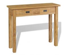 binzhoueushopping - Tavolo consolle stile coloniale in teak massiccio, 90 x 30 x 80 cm, aggiunge un tocco di fascino rustico alla vostra casa