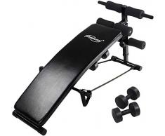 Nova Panca per Addominali Multifunzione Carico Massimo 100 kg, Regolabile in 5 Posizioni, con Manubri e Corde di Allenamento, Fitness, Esercizi - Panca Reclinabile, da Palestra