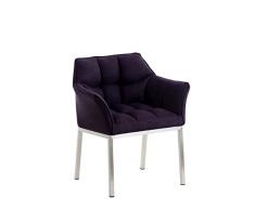 Poltroncina Lounge OCTAVIA | Sedia da Salotto Imbottita in Tessuto | Sedia Soggiorno Design con Telaio a 4 gambe | Alt. Seduta 49 cm, Colore:viola, Colore del telaio:acciaio inossidabile