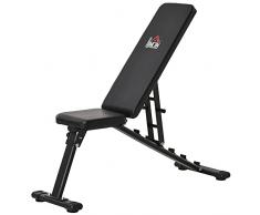 homcom Panca Multifunzione per Addominali, 6 Livelli di Inclinazione e Altezza Regolabile, Acciaio e PU, 125x45x45-118cm, Nero