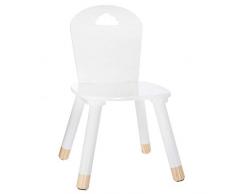 Atmosphera Kids - Sedia per bambini, in legno morbido, colore: bianco