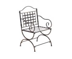 CLP Sedia Giardino Lotta in Ferro I Sedia Balcone Stile Rustico Nostalgico Decorativo I Sedia Outdoor con Braccioli, Colore:Bronzo
