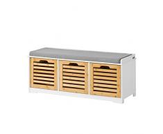 SoBuy Scarpiera Panca Ingresso con Seduta e cesti Portata Fino a 150 kg (FSR23-WN)
