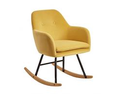 FineBuy Sedia a Dondolo Giallo Velluto/Legno Moderna Sedia Rilassante 71x76x70 cm | Design Poltrona Relax Tessuto Imbottita | Sedia per Adulti e Bambini