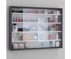JOYSHOP s.r.l. Vetrina Espositiva per collezionismo 80x11x60 a Parete da Muro portaoggetti Ante di Vetro scorrevoli, Prodotto Full Made in Italy, Non di importazione, Color Nero