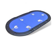 Anself Tavolo Pieghevole da Poker per 10 Giocatori, Blu/Verde 208x107x4cm