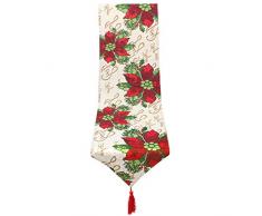 BHAHFL Runner da tavola in Stile Natalizio con Nappe Tovaglia Rossa 33 x 180 cm Tovaglioli 2 Lati in Cotone e Lino, Decorazione Classica per Sala da Pranzo, Feste, Vacanze,J