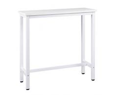WOLTU Tavolo da Bar Rettangolare Alto Tavolino Bancone per Cucina in Metallo e Legno 100x40x100 cm BT33ws