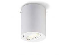 B.K.Licht Plafoniera Led con lampadina GU10 inclusa orientabile, luce calda 3000K, 5W, 400 Lm, Lampada da soffitto rotonda in metallo colore bianco, faretto da soffitto per cucina, corridoio 230V IP20