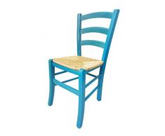 Totò Piccinni Ordine Minimo 2pz, Sedia paesana Venezia in Legno di faggio, ALTISSIMA QUALITA, Robusta, già montata (Blu, Seduta Paglia)