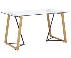Beliani Tavolo da Pranzo Vetro con Gambe Metallo Marrone e Nero 140 x 80 cm Tacoma
