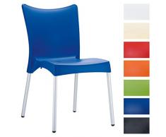 CLP Sedia Esterno XXL Juliette- Sedia Giardino o Cucina in Polipropilene e Alluminio - Sedia Bar Impilabile con Schienale Carico Max 160 kg Blu