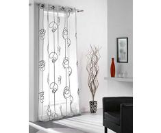 Douceur d'Intérieur 1622788 - Tenda con occhielli, in voile di poliestere stampato, motivo spirali irregolari, 240 x 140 cm, 1 pezzo, colore: Bianco/Nero