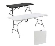 Arebos Tavolo Pieghevole da Giardino Bianco perfetto come Tavolo da Campeggio, da Buffet, da Cucina | Tavolino Esterni Richiudibile a Valigetta con Maniglia | 180 cm | Bianco