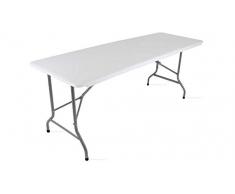 MobEventPro 104505 Tavolo pieghevole da campeggio, Plastica, Bianco, 180 x 70 x 74 cm
