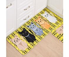 Tappeti da Cucina, con Gomma Antiscivolo, Motivo Animale, per Cucina, Soggiorno, Bagno, Cameretta, Gatto Giallo, 40 x 60 cm