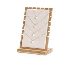 BOCAR Vetrina del banco di mostra dei gioielli di bambù per la collana, 1, legno di bambù