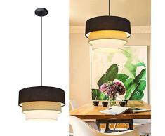 Depuley Lampadario a Sospensione a LED Elegante, E27 Lampada a Sospensione con Paralume in Tessuto, Design Moderno, con Cavo Regolabile, per Soggiorno, Camera, Sala da Pranzo