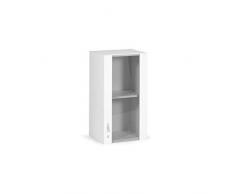 Pensile Vetrina Bianco Frassinato 1 Anta In Legno Nobilitato H.72x40x32cm