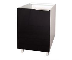 Berlenus CP6BN - Mobiletto basso da cucina, 1 anta, 60 cm, colore: Nero Brillante