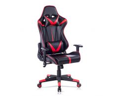 WOLTU BS13rt Sedia da Gaming Ergonomica Poltrona da Gioco in Simipelle con Braccioli Regolabili Supporto Lombare Poggiatesta Stile Racing per Studio Ufficio Camera Nero+Rosso