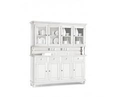 Mar.c.a. Design - Vetrina Soggiorno Elegante in Legno di Pioppo, Cristalliera Color Bianco Opaco, con 4 Porte - Mobile Soggiorno, Arte Povera Made in Italy - Mis. 196x43x218h