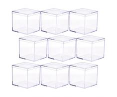Cabilock Cubo Scatola Di Plastica 9 Pezzi Scatola Esemplare Giocattolo Vetrina Bambole Scatola Di Visualizzazione Per Tavolo Appoggio Action Figure Giocattoli Rock Collezione 4. 5 Cm