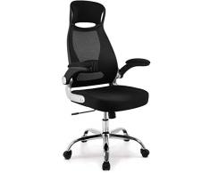 IntimaTe WM Heart Sedia da Ufficio, Ergonomica Poltrone Ufficio Schienale Alto in Rete con Braccioli Pieghevoli,Girevole a 360°, con Supporto Lombare, Nero