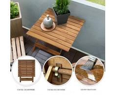 casa pura Tavolo Pieghevole in Legno di Acacia Oliato per Esterno e Interno | Giardino, Balcone, Cucina, Campeggio | Tavolino Portatile Salva-Spazio | 50x50x50 cm