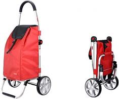 TYUXINSD conveniente Multi-Funzione Shopping Carrelli Cucina Servizi di stoccaggio Utility-Cart Pieghevole Carrello Carrello Carrello Trailer Grocery Bagage Home (Color : Red, Size : 39x47.5x100cm)
