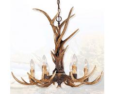 EFFORTINC Antlers epoca lampadari stile leggero resina 6, americani lampadari campagna corna rurali, soggiorno, bar, caffetteria, sala da pranzo cervi lampadari in corno
