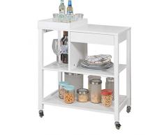 SoBuy Carrello Cucina Carrello portavivande con Vassoio a cassetto, Bianco, FKW58-W