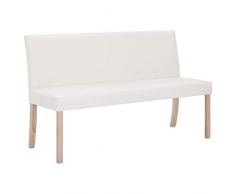 Festnigh Panca 2 Posti da Interno Moderna in Ecopelle Crema con Schienale,Panchina da Interno Ecopelle Moderna 139,5 x 54 x 85,5 cm